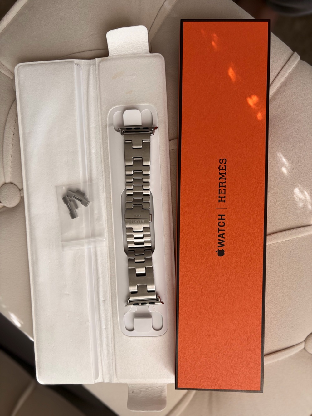 Apple Watch Band Hermès Grand H Stainless Steel Link Bracelet - Size 46mm
